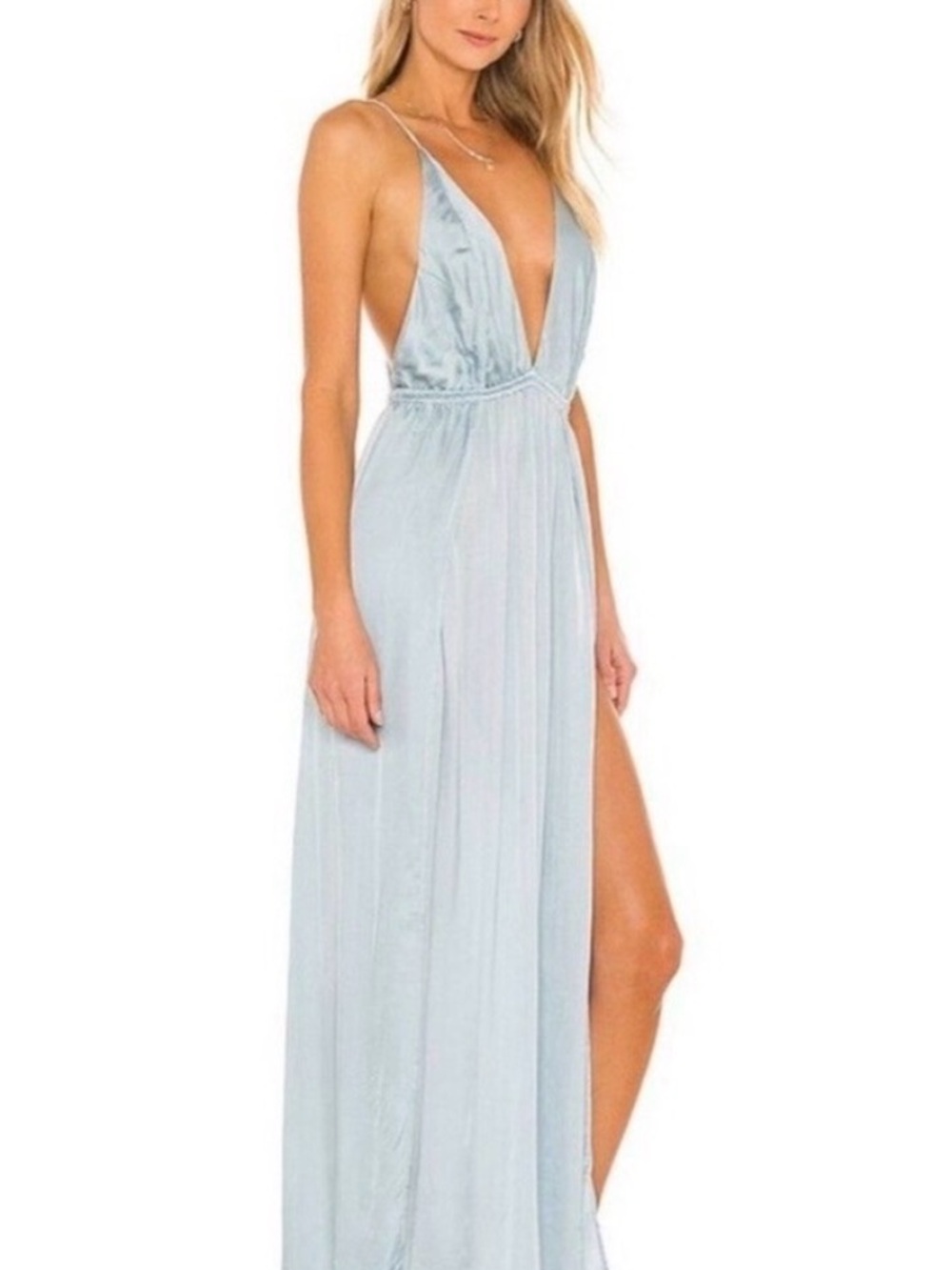 Indah REVOLVE Revival River Plunge Maxi Dress Festival Boho S Backless $240